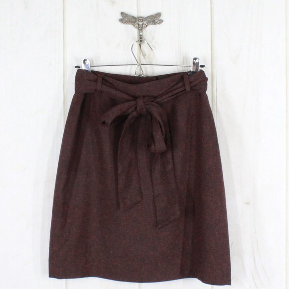 Saks Fifth Avenue Dresses & Skirts - Saks Fifth Avenue Red Heather Lined Self Tie Belt A Line Skirt Size 12